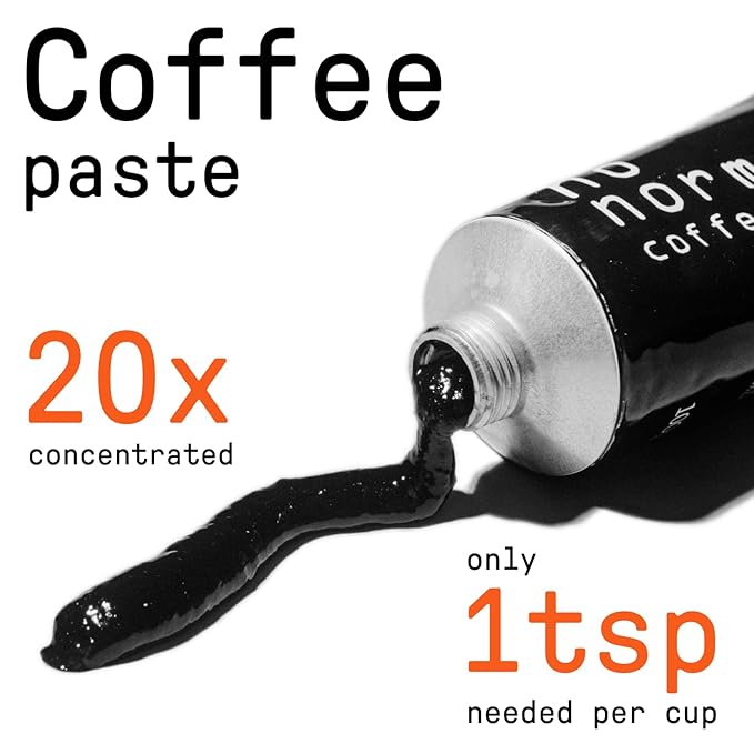 No Normal Dark Roast, Instant Coffee Paste (20 Cups) – The Outdoor Coffee – Swiss-Made, Fairtrade Arabica Beans, Liquid Concentrate Alternative- Uncomplicated, Zero Waste On-the-Go Tube- Slightly Sweetened