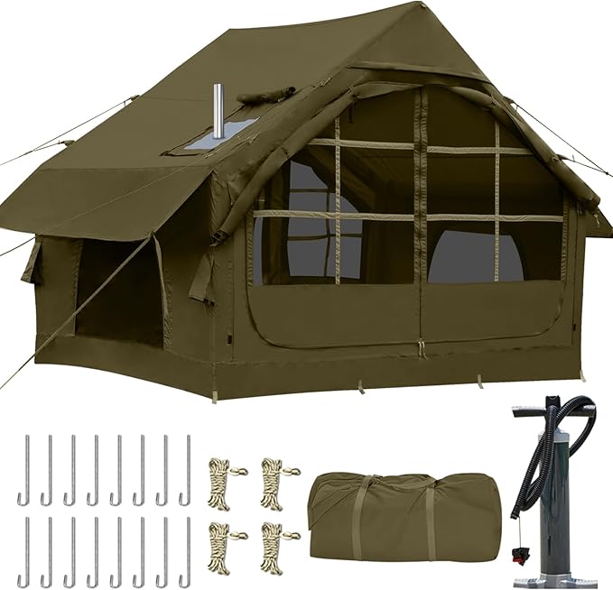 Inflatable Tents for Camping,Easy Blow Up Tent with Hand Pump,4 Seasons Waterproof Air Inflatable Camping Tent House for Family Weekend Camping