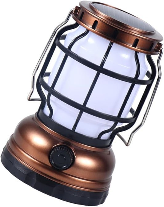 UPKOCH Solar-Powered Camping Lanterns USB Rechargeable Led Tent Lamp Multi-Function Retro Style Camping Lamp for Outdoor Hiking Emergency