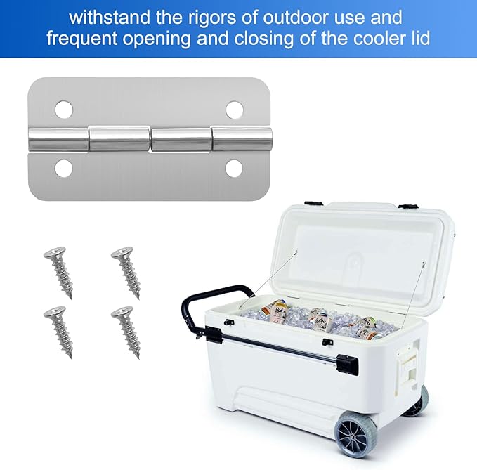 Cooler Stainless Steel Hinges Fits for Igloo Ice Chests Hinges Replacement - 3 Pack