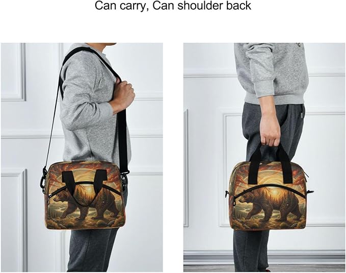 ALAZA Bear at Sunset Lunch Box for Men Women Adults Insulated Lunch Bag Cooler Bag with Adjustable Shoulder Strap for Work Picnic Travel