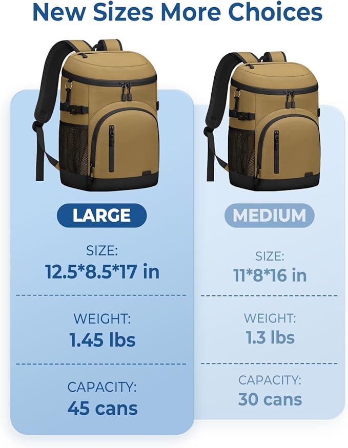 Cooler Backpack Insulated Waterproof,30/45 Cans Backpack Coolers Leakproof Lunch Backpack for Men Women Portable Soft Cooler Bag for Beach Camping Trave Picnic