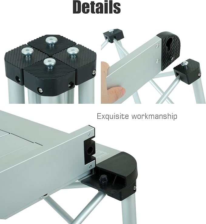 iClimb Lightweight Stable Alu. Folding Square Table Roll Up Top with Carry Bag for Camping Picnic Backyards BBQ Camp Kitchen (Black, M)