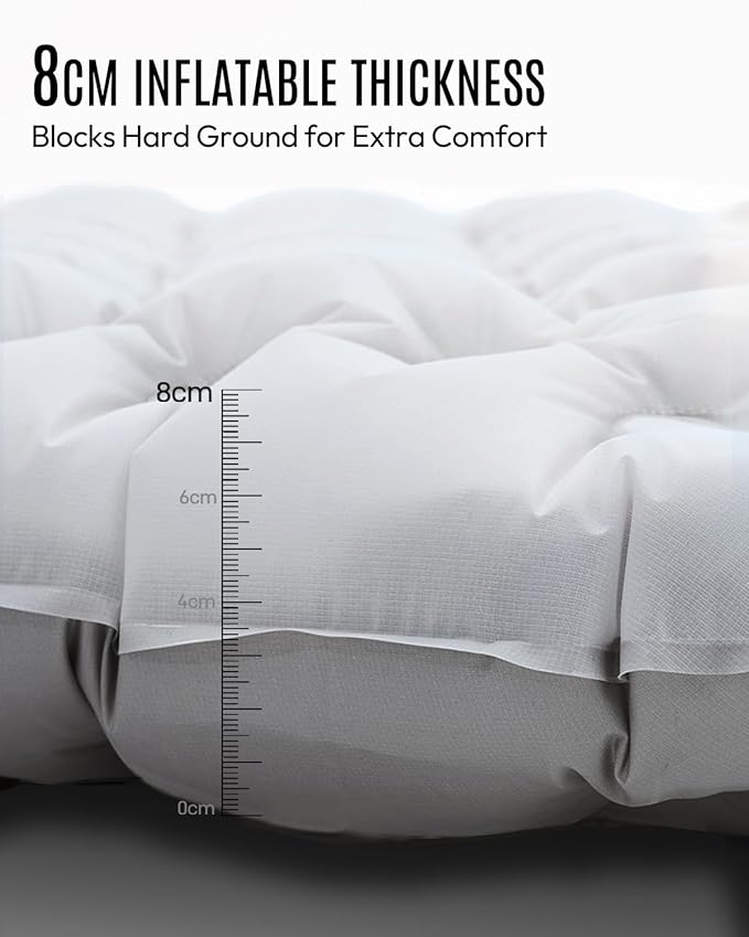 MOBI GARDEN Gennye Pro Rectangular Sleeping Pad for Camping, Extra Thick Insulated Air Mat for Side Sleepers, R-Value 8.8 Winter Mattress with Noise Reduction & Anti-Slip Design, Wide & Double Sizes