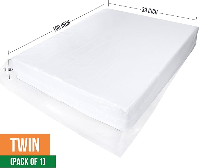 Utopia Home Twin Size Mattress Cover for Moving, 4 Mil Heavy Duty Plastic Mattress Bag for Disposal, Mattress Encasement Fits Mattresses up to 14 Inches, Mattress Bags for Moving