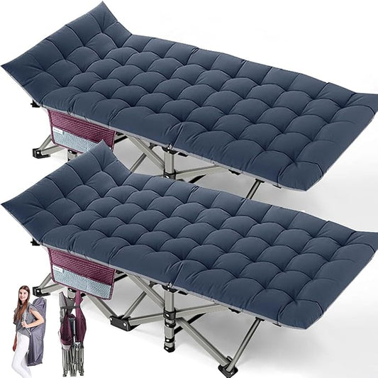 Barbella Folding Camping Cot, 2 Pack Portable Sleeping Cot with Mattress, Foldable Outdoor Bed Guest Bed with Carry Bag for Home, Office & Outdoor Use
