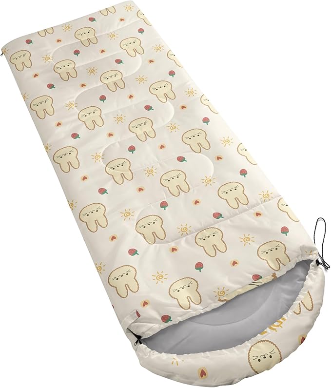 AILONEN Kawaii Puppy Sleeping Bag for Kids Boys Girls,Warm and Cool Weather,Lightweight,Waterproof Backpacking,Cartoon Cute Dog & Duck Animal Themed Blue Sleeping Bag for Camping