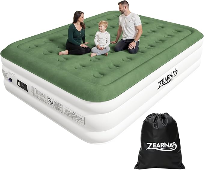 2025 Upgraded Queen Air Mattress with Built in Pump，18'' Comfort Blow up Mattress, Quiet Surface Portable Inflatable Mattress, Air Bed with Storage Bag for Guests, Home, Camping, 660 lbs Max