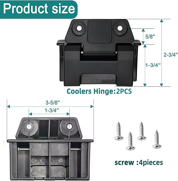 2PCS Cooler Hinges for Igloo 25, 52, 72 Qt BMX Latch Replacement Parts,Cooler Replacement Hinges (25-52-72 Qt BMX)