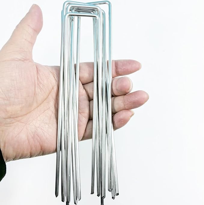 8 Gauge Ground Staples 8 Inch Landscape Staples 16Pack Metal Lawn Ground Barrier Cover Wire Heavy Duty U Sod Stakes Pins