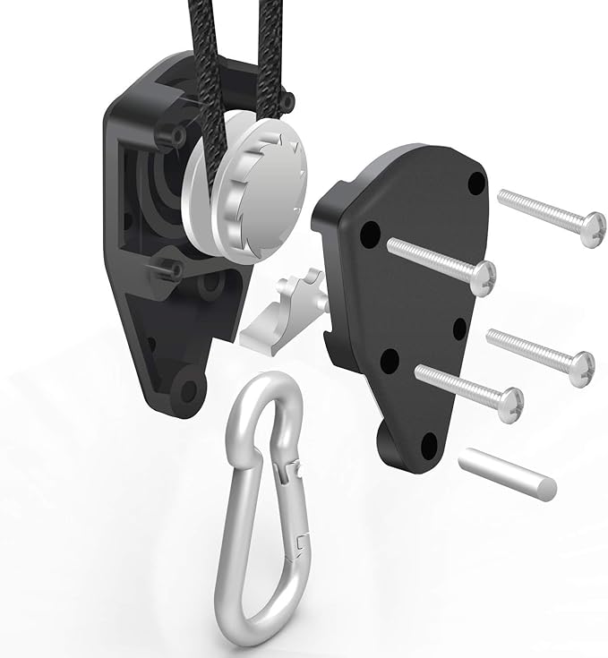 iPower GLROPEMG4X4 4-Pair 1/4 Inch 8-Feet Long Heavy Adjustable Duty Rope Clip Hanger Reinforced Metal, Black