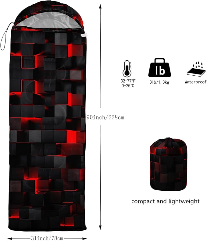 Sleeping Bags for Adults and Kids Camping Sleeping Bags for Girls and Boys Lightweight Waterproof Cold/Warm 3-Season Outdoor Travel with Compression Bags