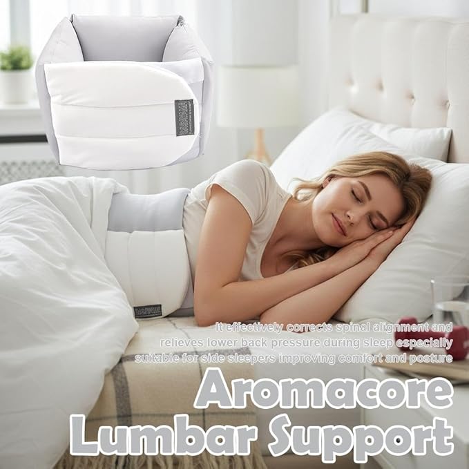 Deep Sleep Lumbar Support Pillow – Soft Cotton-Fleece Waist Cushion for Back Pain Relief, Orthopedic Sleeping Pad for Side or Stomach Sleepers