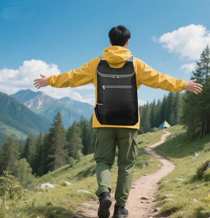 Backpack Foldable Waterproof Hiking Backpack Small Daypacks Lightweight Shoulder Bag Travel Outdoor Rucksack Sport Bag(Black)