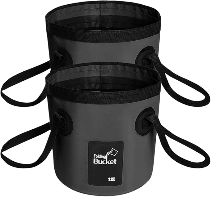 BANCHELLE Collapsible Bucket Water Container Portable Folding Camp Wash Basin for Outdoor Traveling Hiking Fishing Car Washing Gardening Camping 2 PCS