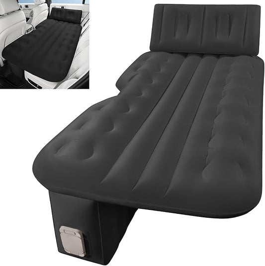 Car Air Mattress Back Seat Bed for Truck One-Piece Bed Pier Thickened Travel Airbed Blow up Mattress SUV Self Inflatable Camping Sleeping Pad with Wireless Air Pump & Pillow, Black