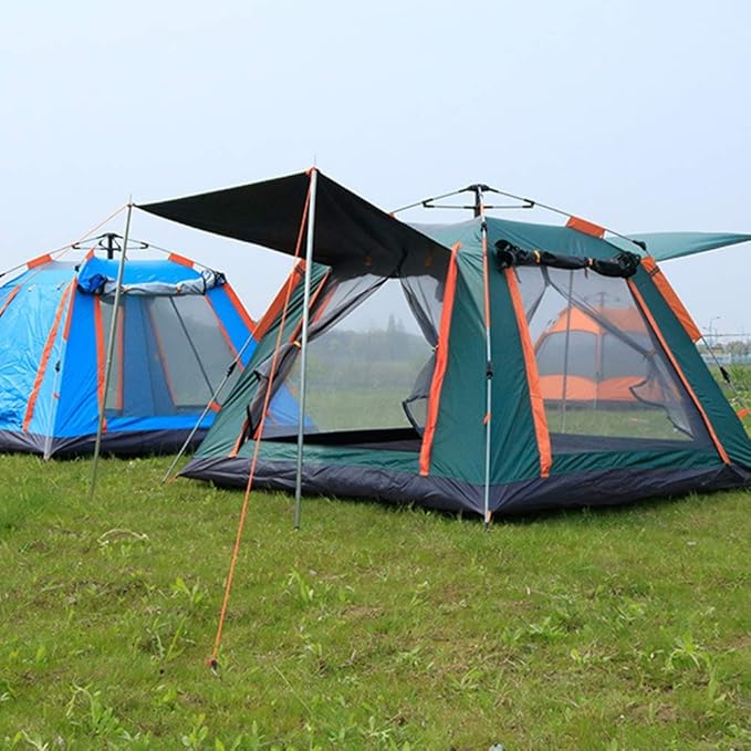 GeRRiT Two Doors 4 Season Tent for 3-4 Persons, Camping Automatic Pop Up Tent Waterproof Sun Shade Anti UV for Beach/Hiking/Backpacking/Fishing Instant Sun Shelter Canopy, Green