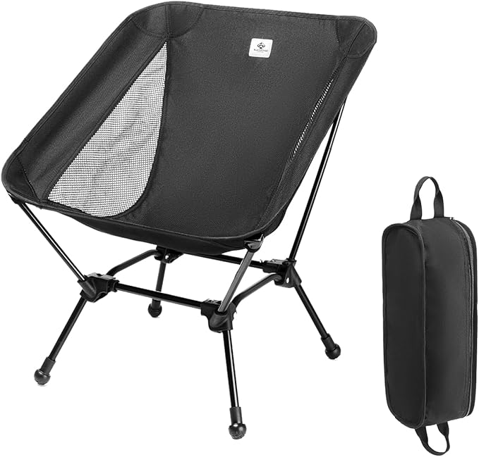 Camping Chair, Foldable with Storage Bag, Portable & Lightweight for Adults, 330lbs Capacity - Hiking, Fishing, Beach, Lawn (Black)