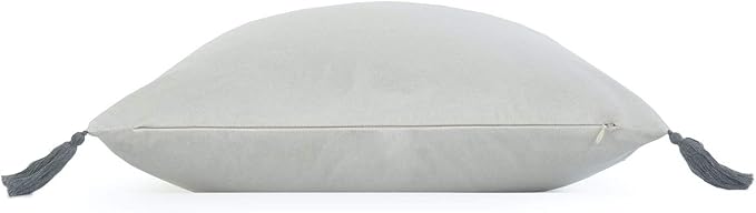 Hofdeco Neutral Decorative Throw Pillow Cover ONLY, for Couch, Sofa, or Bed, Gray Solid Tassel, 20"x20"