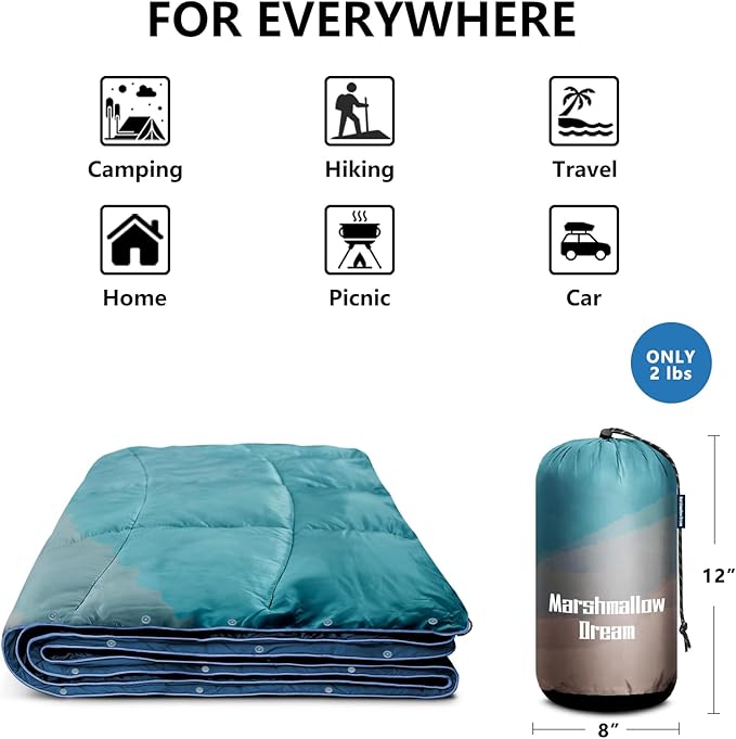 Camping Blanket, Packable Puffy Blankets Lightweight Windproof Waterproof for Outdoors,Hiking, Backpacking,Beach,Car,Picnic,Stadium