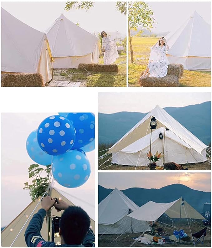 GeRRiT Large Camping Tent Bell Tent with Stove Hole Cotton Canvas Tents Tent 4 Season Indian Tent for Family Camping Outdoor Hunting