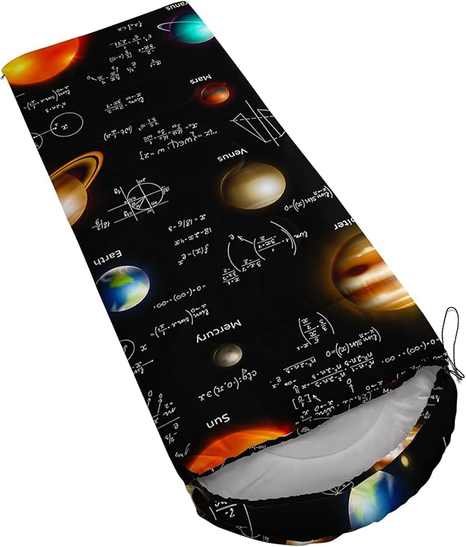 AILONEN Outer Space Astronaut Camping Sleeping Bags,Lightweight & Waterproof,3 Season Warm & Cool Weather,Cartoon Sleeping Bags for Kids,Boys Girls Travelling,Outdoors