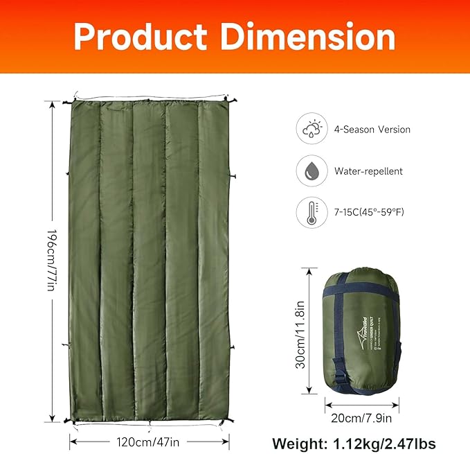 Hammock Underquilt for Camping Hammock, Warm Insulation Ultralight 4 Season Under Quilt for Hammocks, Portable for Hiking, Backpacking