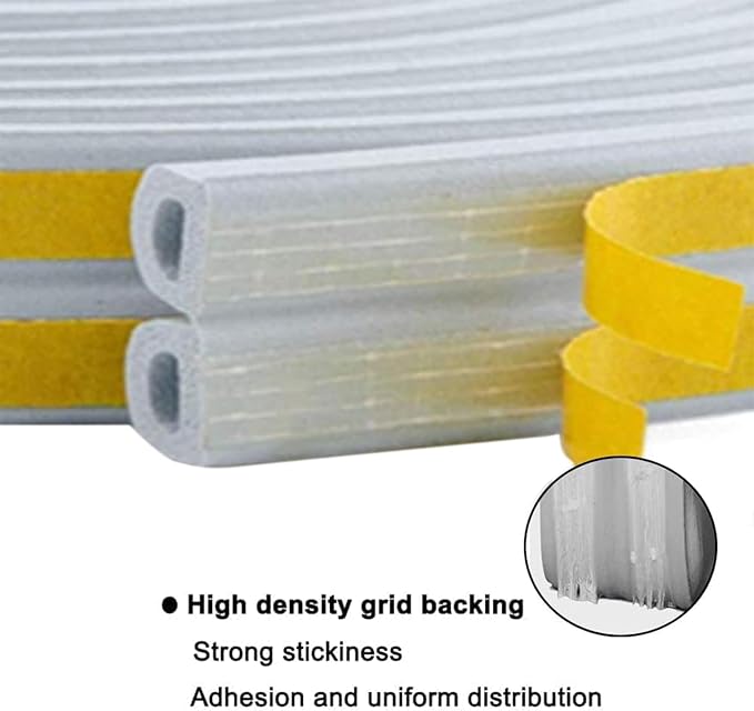 Weather Stripping Seal Strip Tape, Doors Windows Frame Self Adhesive D Type Foam Sealing Tape, 32.8Ft Rubber Soundproof Insulation Cell Foam Stripping, Grey