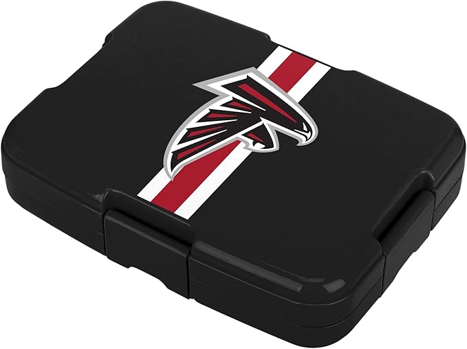 FOCO NFL Unisex-Adult Officially Licensed Team Color Stripe Primary Logo Football Leak Proof 5 Compartment Bento Lunch Box - Atlanta Falcons