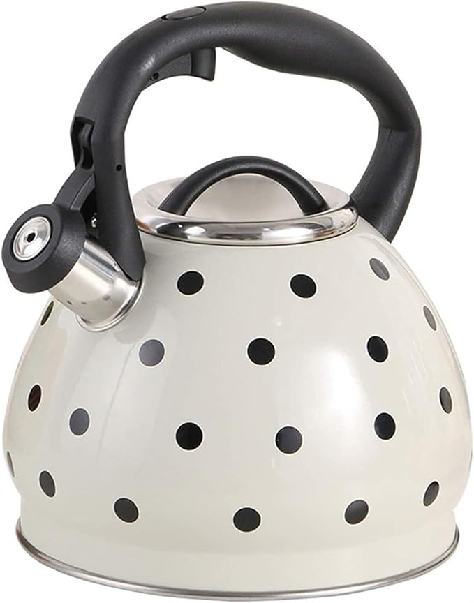 Camping Coffee Tea Pots Cute Polka Dot Tea Kettle, Whistling Tea Pots with Ergonomic Heat-Resistant Handle for Stove