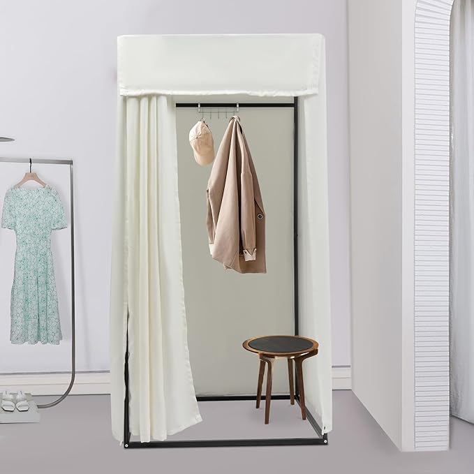 Clothing Store Fitting Room, Dressing Room, Removable Portable Changing Room Tent, Fitting Room for Boutique, Privacy Dressing Room for Indoor Outdoor House Office Shopping Mall (Rectangular-White-A)