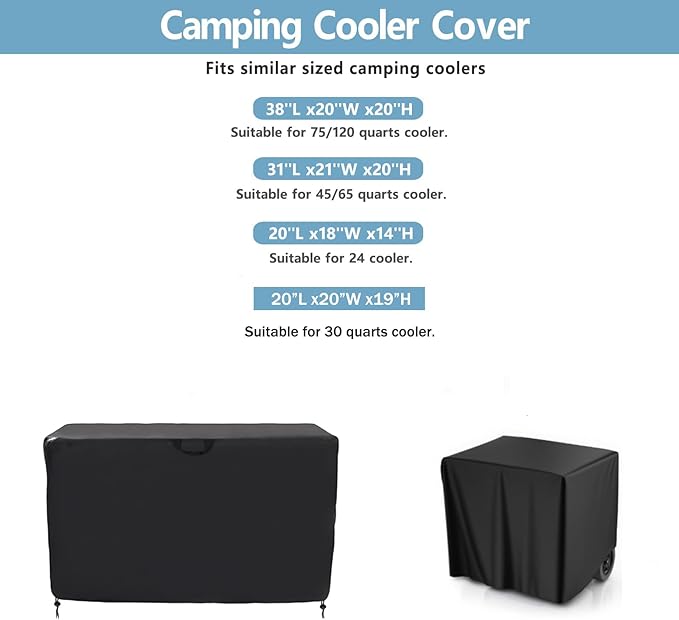 Kingling Cooler Cover, Waterproof Outdoor Rolling Ice Chest Wheeled Camping Cooler Cover