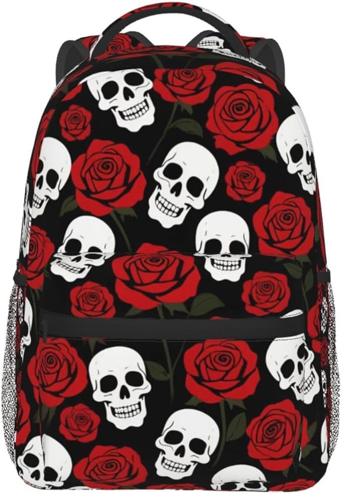Lightweight Daypack Bookbag for Trekking Business Walking Cycling, Big Capacity Anti-Theft Multipurpose Carry On Bag, Red Rose Business Computer Bag