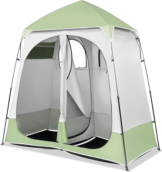 VINGLI 2 Room Shower Tent, 7.5 FT Instant Pop Up Shelter with Carrying Bag, Privacy Changing Room Tent,Perfect for Portable Toilet, Camping, Dressing, Outdoor Indoor, Easy Set Up