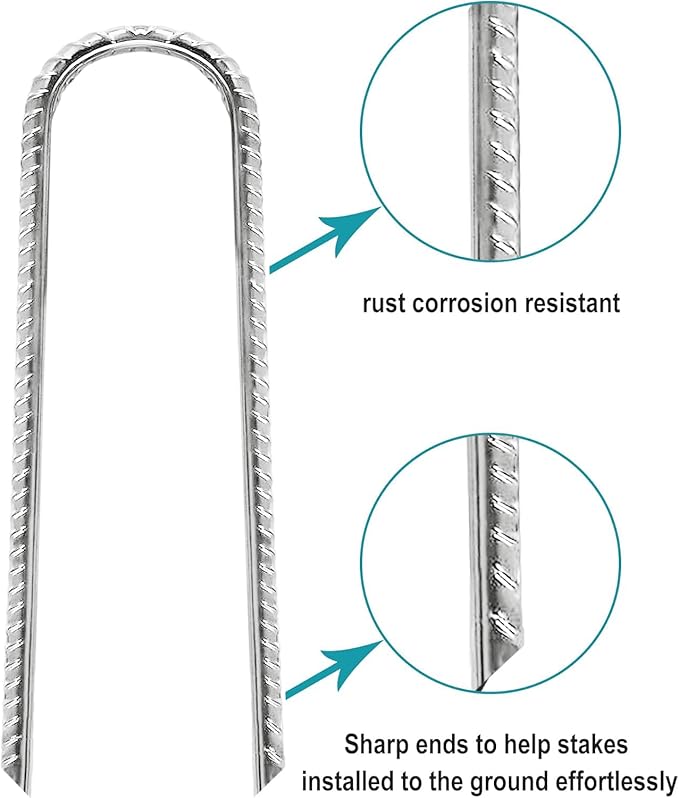 Eurmax USA Strong Trampoline Anchor Stake High Wind, Ground Anchors Heavy Duty, Tent Stakes,Trampoline Accessories, Swing Set Anchors, Ground Stakes, Pack of 8(Silver)