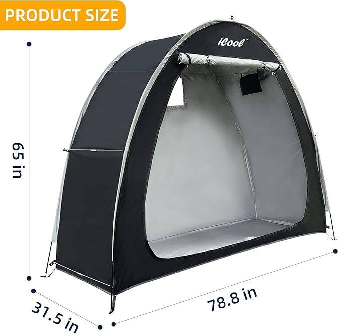 iCool Outdoor Bike Covers Storage Shed Tent, 210D Oxford Thick Waterproof Fabric Aluminum Alloy Bracket Bicycle Storage shed Neat Cover - Storage of 2 Bicycles or tricycles-Black