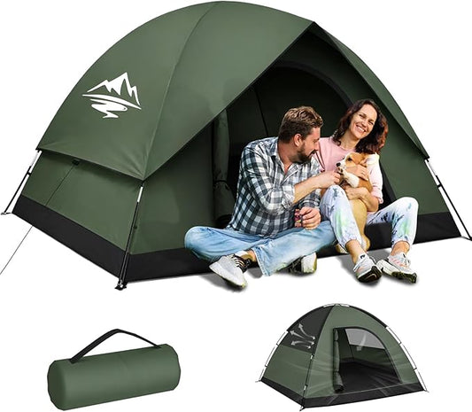 Tents for Camping 2/3/4 Person with Rainfly - Camping Tent Waterproof Windproof Easy Setup, Portable Double Layer Outdoor Dome Tent, Backpacking Tents for Adventure Backyard Hiking