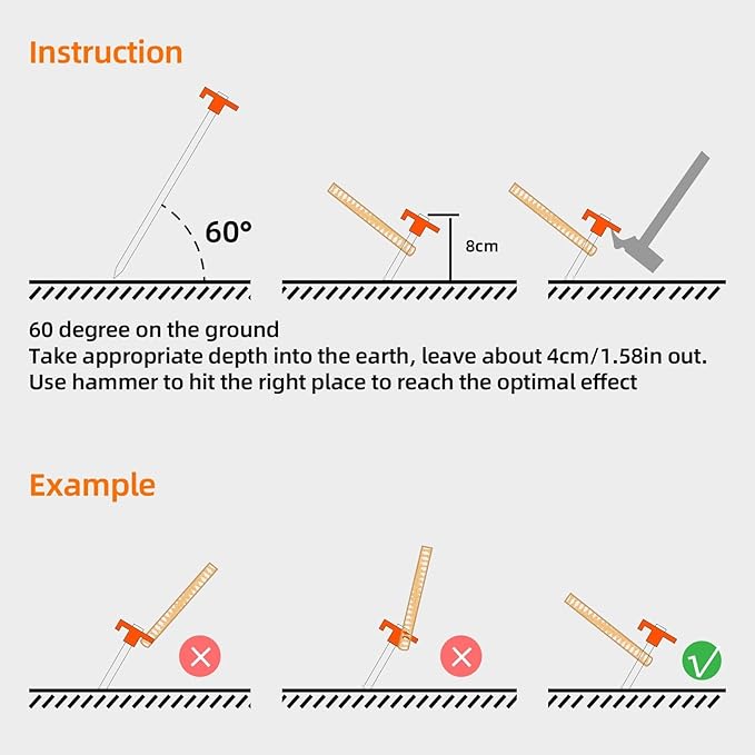12PCS Tent Stakes,Camping Stakes,AVOFOREST 7.1Inch Non-Rust Metal Tent Pegs Ground Stakes Tent Spikes Camping,Hiking Orange
