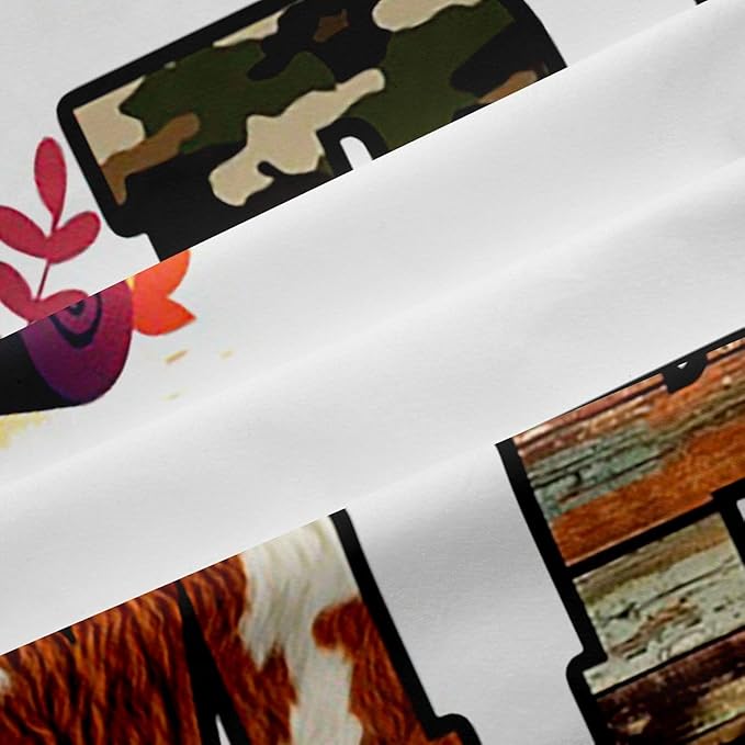 Erosebridal Happy Camping Window Drapes Animal Fur Print Camouflage Blackout Curtains 52"Wx63"L Country Campfire Flowers Curtains for Bedroom Living Room,Woodland Farmhouse Window Treatments 2 Panels