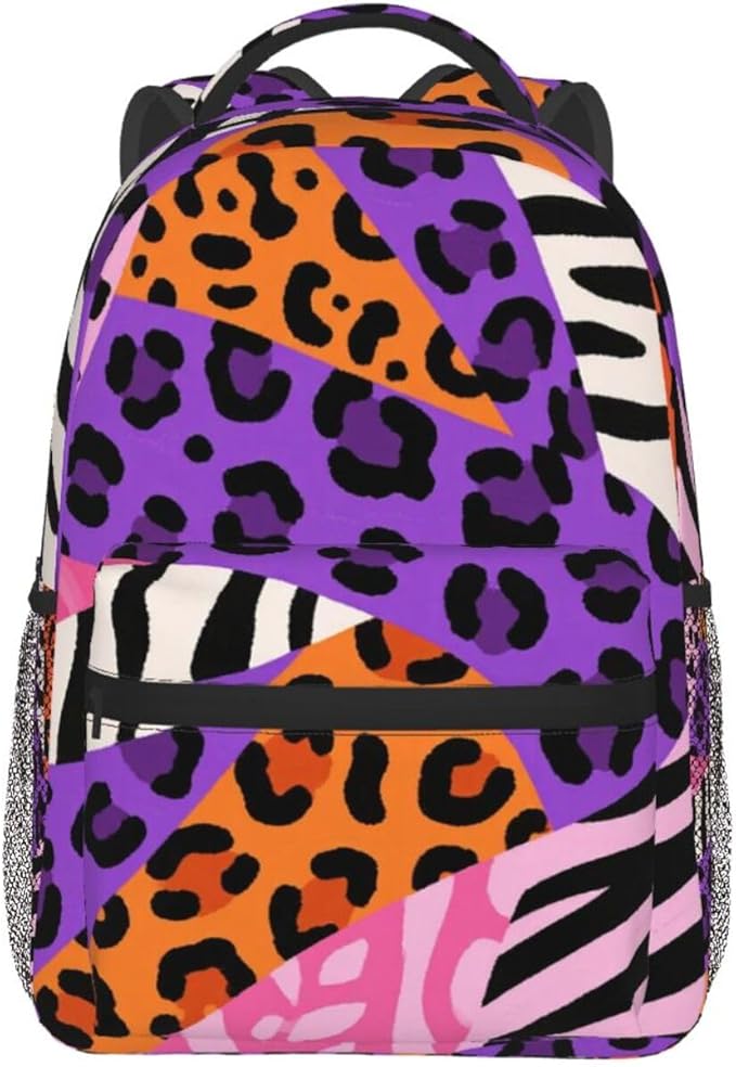 Adults Lightweight Cheetah Leopard Print Floral Color Shoulder Book Bags Big Capacity Shoulder Bag With Adjustable Shoulder Straps for Trekking Work Walking Cycling