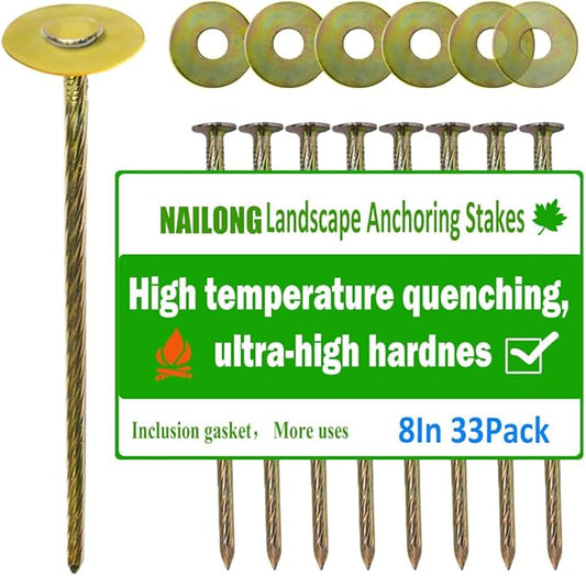 33pack 8 inch Landscape Anchoring Stakes Artificial Turf Stakes Synthetic Grass Landscape High Temperature Quenching Used for Garden Lawn Yard,Paver Edging,Weed Barrier,Artificial Turf