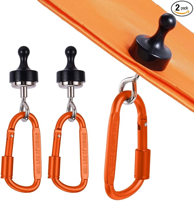 Magnetic Hooks for Canopy, Magnet Clip Hanger with Carabiner for Camping, Heavy Duty Earth Magnets, Cruise Hanging, Multifunctional Tent Canopy, Suitable Tents Swivel Snap (Large)