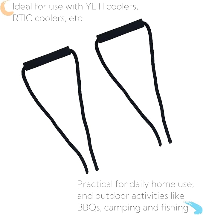 2 Pack Cooler Rope Handle Replacement for YETI, RTIC Coolers, Heavy-Duty, Comfortable Grip, Easy to Install, Perfect for Camping, Fishing, BBQs & Outdoor Adventures