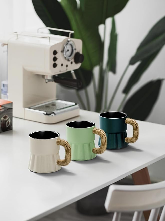 toptier 4 oz Tea Cups, Espresso Cups Set of 2, Mini Beer Mugs, Cast Iron Teacup for Tea, Coffee, Beer, Light Green