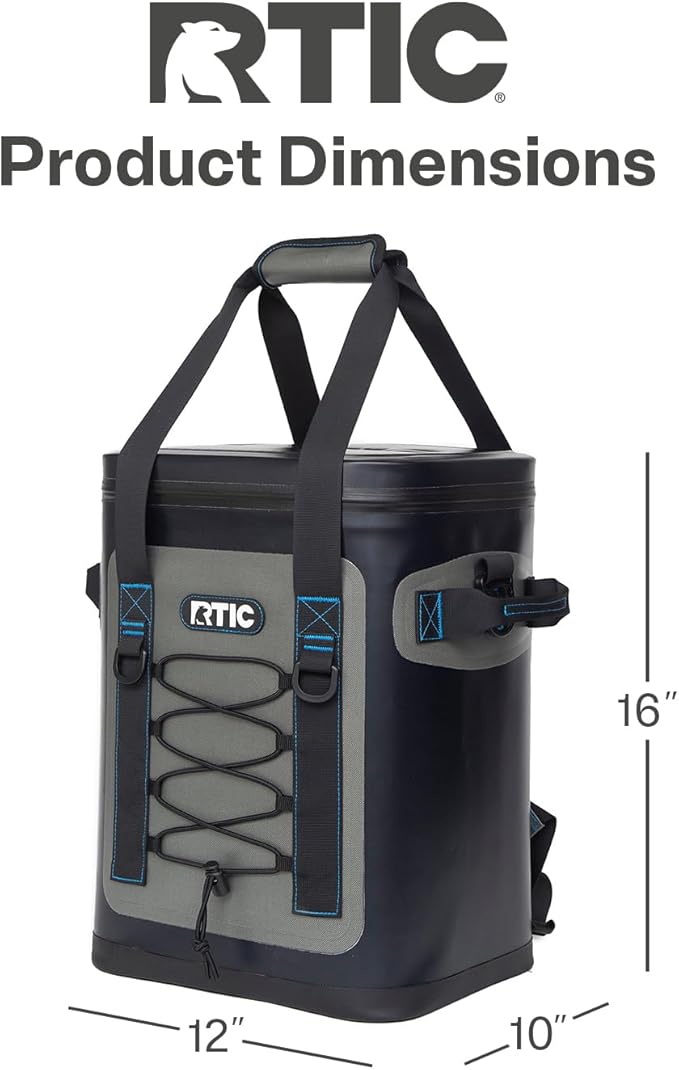 RTIC Backpack Cooler 24 Can, Insulated Portable Soft Cooler Bag Waterproof for Ice, Lunch, Beach, Drink, Beverage, Travel, Camping, Picnic, Car, Hiking