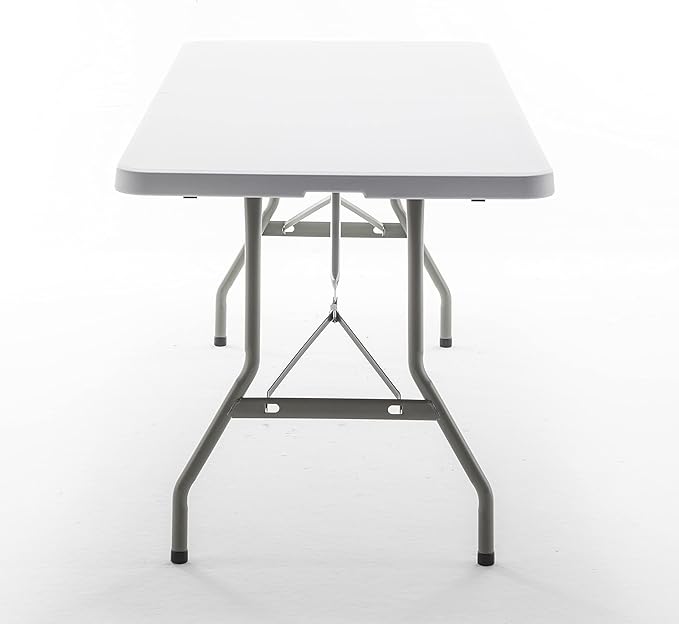 BTEXPERT Plastic Folding Table Fold-in-Half 6 Ft 72"x29.5" Heavy Duty Portable Handle, Indoor Outdoor Picnic Camping Home Event Picnic Party Wedding Tailgating White