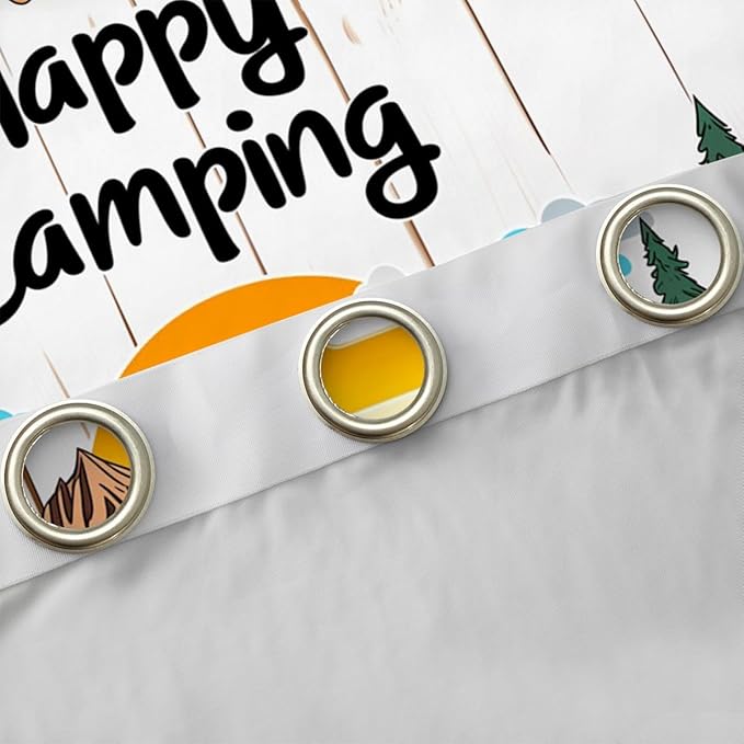 Erosebridal Happy Camping Window Curtains 52" Wx84 L Camper Adventure Blackout Curtains for Bedroom Living Room,Camping Lovers Window Treatments Wooden Plank Rustic Drapes Decor 2 Panels