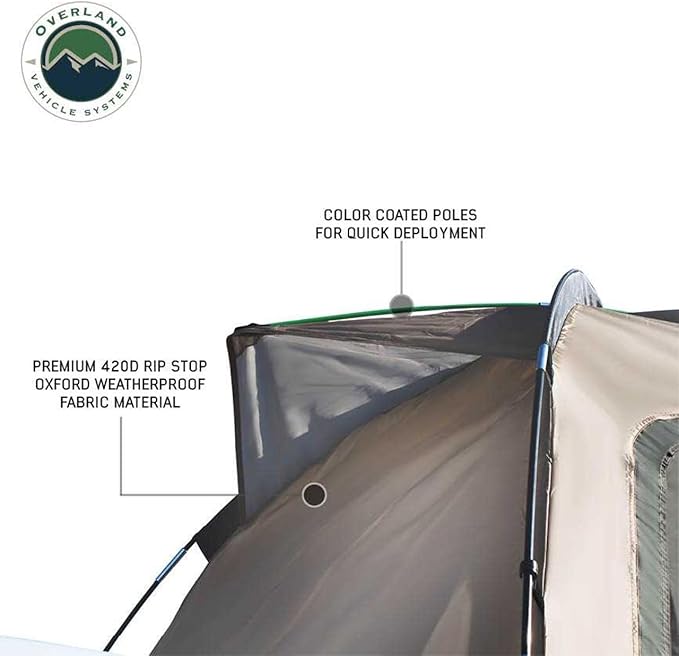Overland Vehicle Systems LD TACT Truck Bed Tents - Tan Body & Green Rainfly