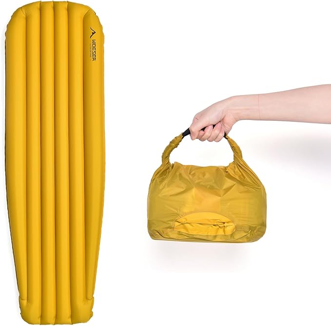 widesea Ultralight Inflatable Sleeping Pad for Backpacking - R-Value 8, 610g Mummy Shape, 183x56cm, Compact 26.5x17cm, 5-Layer Reflective Insulation