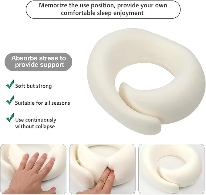 2025 New Neck Travel Pillow | Memory Foam Neck Pillow for Comfort on Airplane | Compact and Ergonomic Design for Travel, Car Rides, Offices,and Home Use | Ideal for Adults and Kids(Dark Grey)